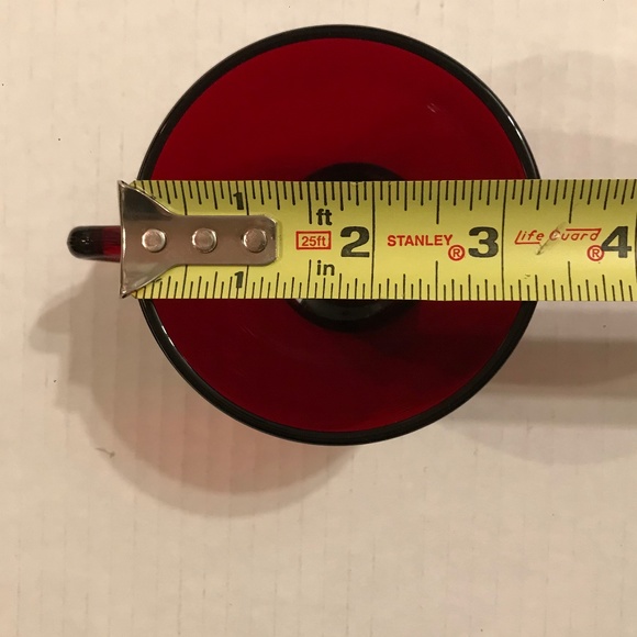 Set Of 2 Vintage Anchor Hocking Serva-Snack Clear Crystal Trays & Ruby R… - Picture 5 of 12